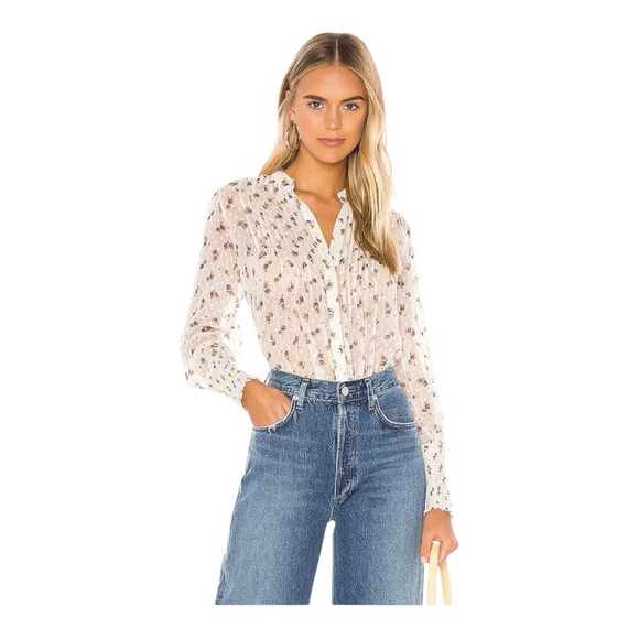 Free People Sheer Flowers in December Blouse - Picture 1 of 8